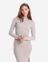 Abito midi - Lurex - beige