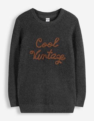 Pullover - Stickerei - Dunkelgrau