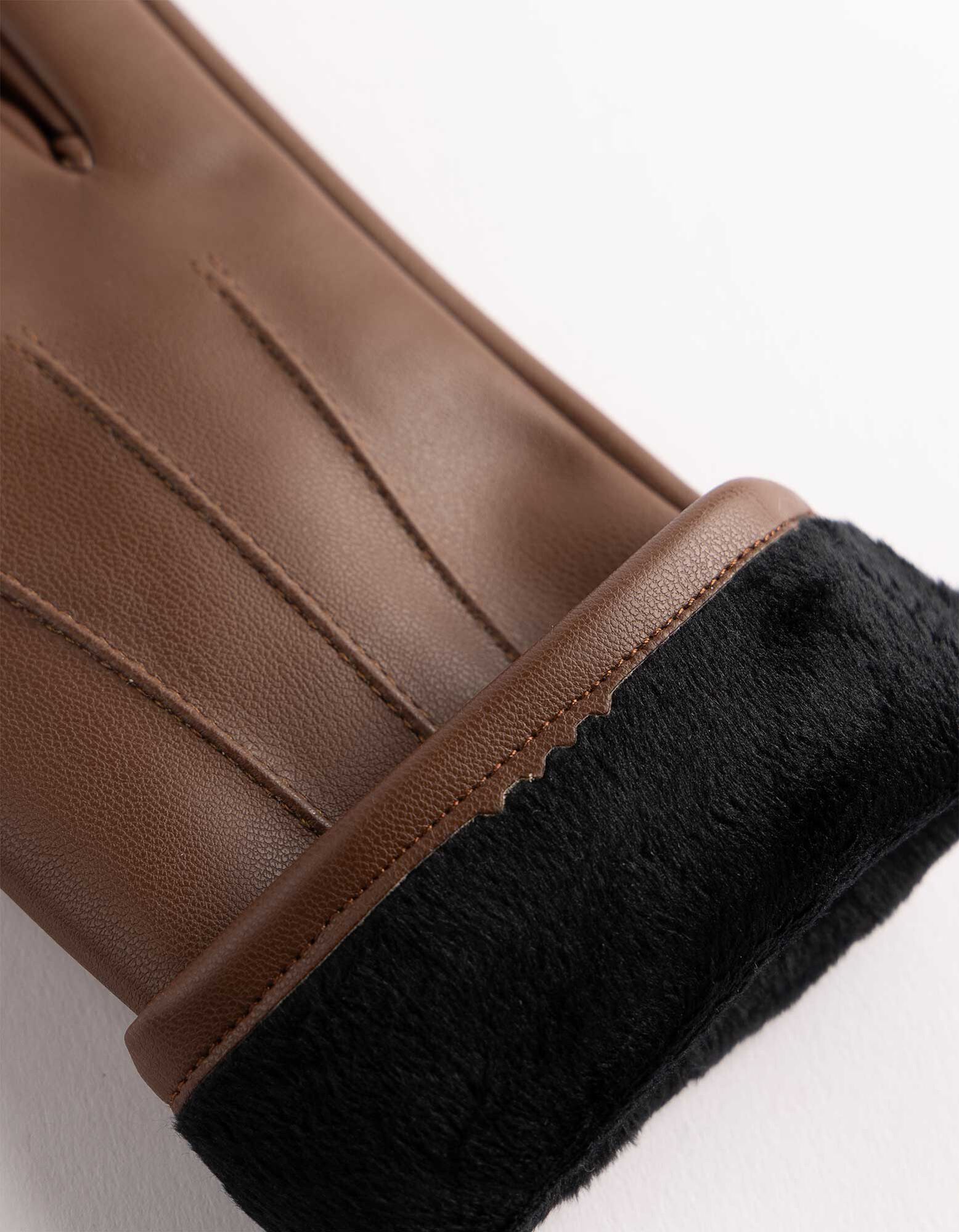 Gants - Similicuir - brun fonc&eacute;