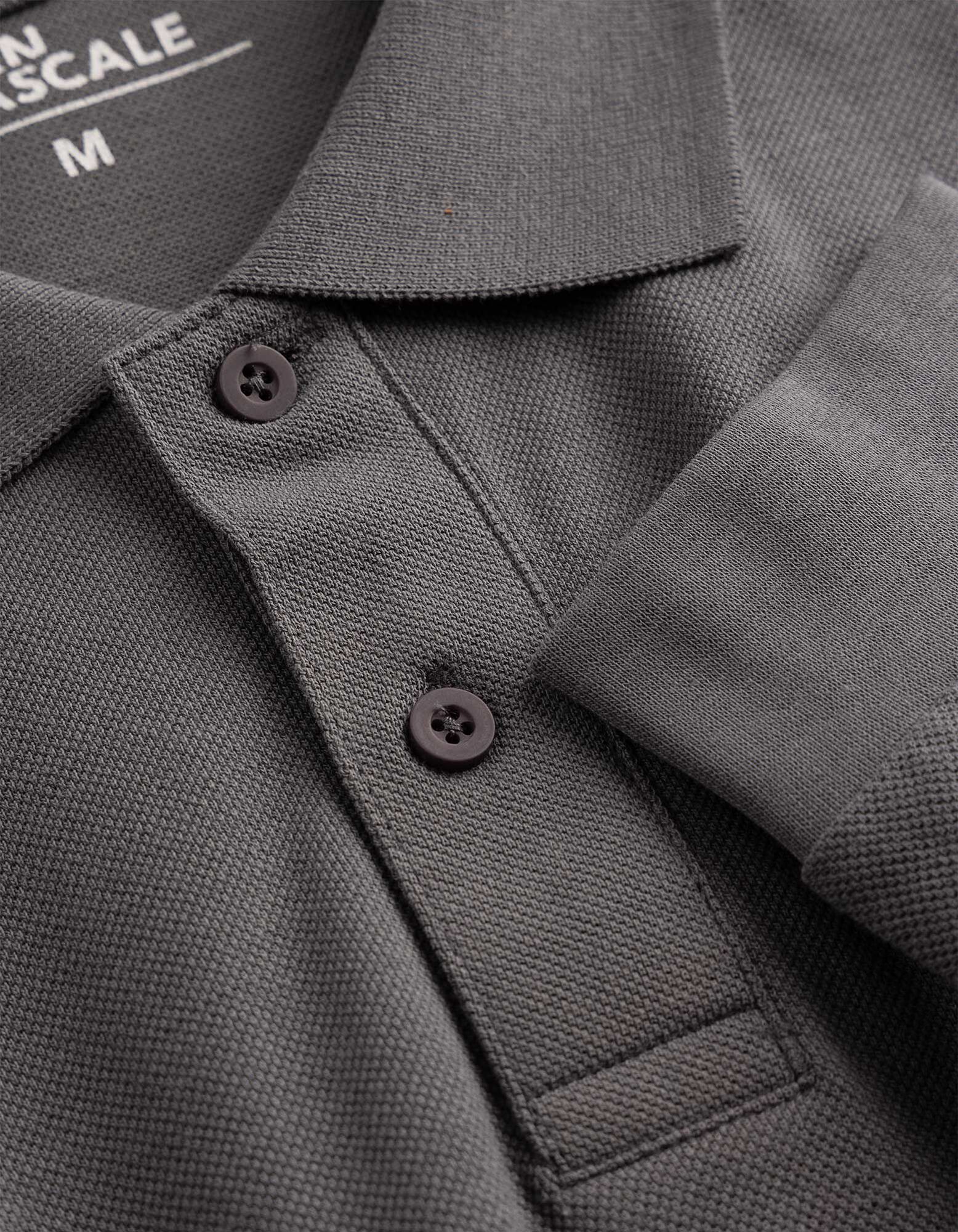 Langarmshirt - Polokragen - Dunkelgrau