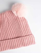 Bobble kepurė - Briaunuotas trikotažas - sviesiai rozinis