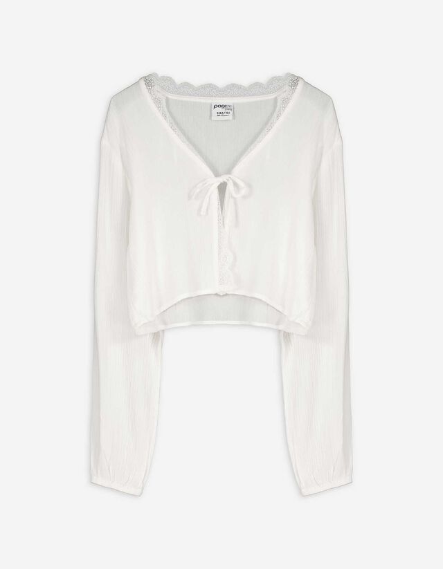 Blusa - Scollo a V - bianco