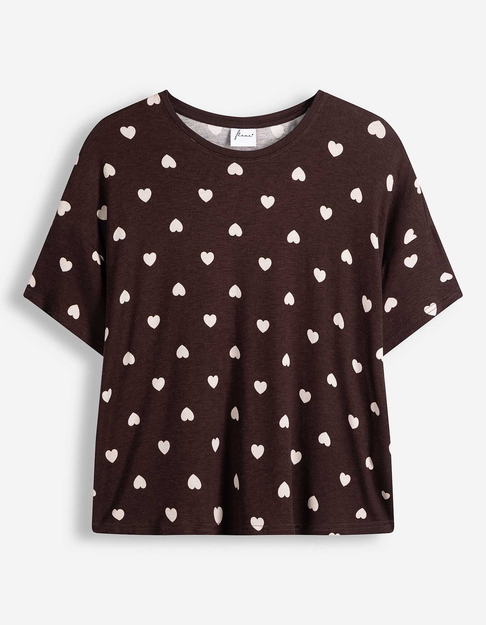 Pyjama Set aus Shirt und Hose - Viskose - Dunkelbraun