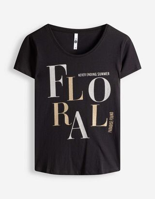 T-shirt - Glitterprint - zwart