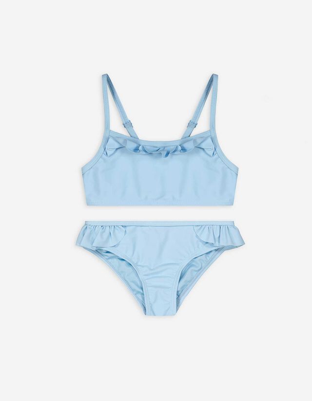 Set top e slip bikini - Volant - celeste