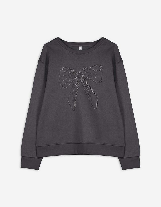 Sweatshirt - Zierperlen - dunkelgrau
