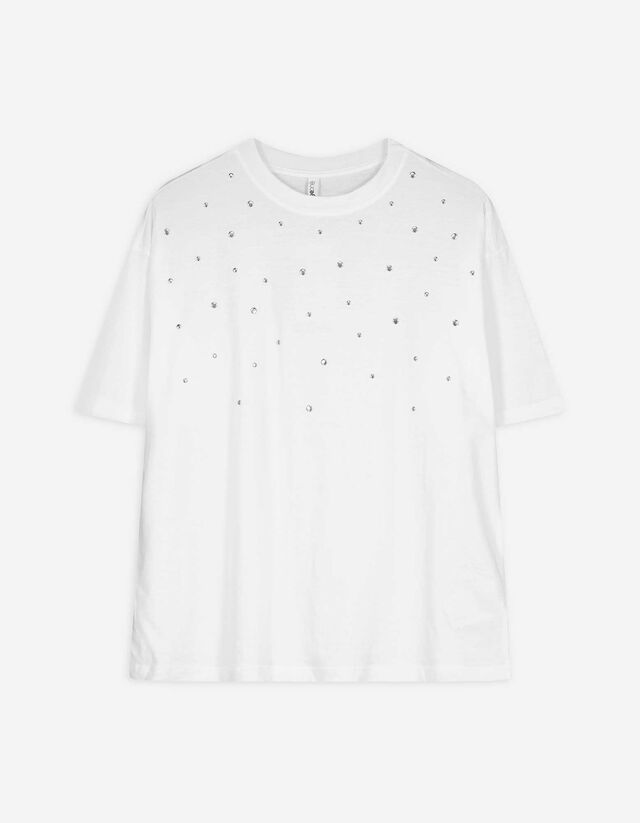 T-Shirt - Nietenbesatz - weiß