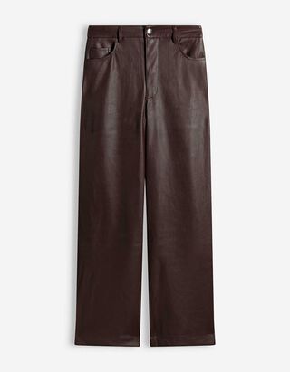 Kalhoty - Imitace kůže - tmave cervená