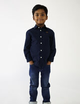 Camicia - Motivo a pois - blu scuro