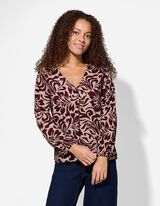 Bluse - Allover-Print - dunkelrot