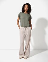 Kelnės - Kontrastingos medžiagos juostos - sviesiai pilkas