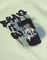 Kapucnis felső - H&aacute;tul nyomtatott minta - vilagos zold