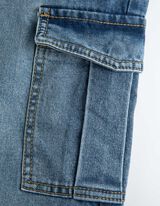 spodnie bojówki - troczek na dole - niebieski