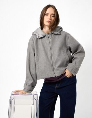 Blouson - Afneembare capuchon - grijs