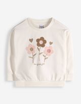 Sweat-shirt - Application en &eacute;ponge - blanc