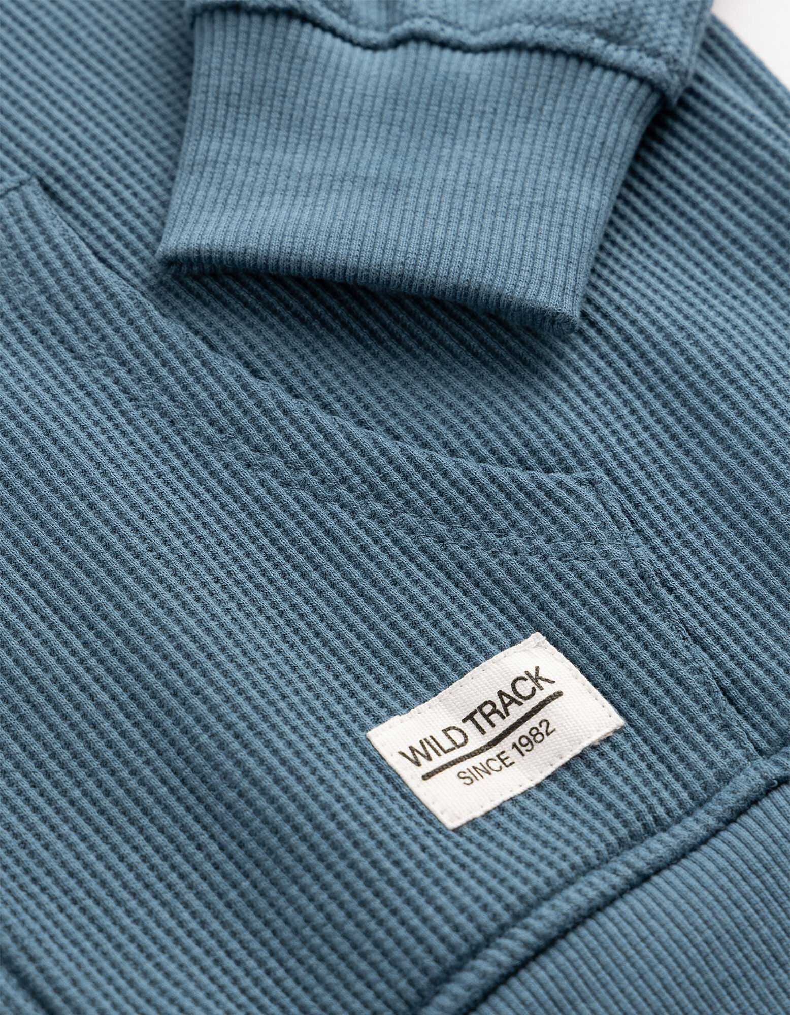 Sweatjacke - Waffelstruktur - blau