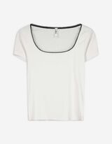 Langarmshirt - Gerippt - weiß