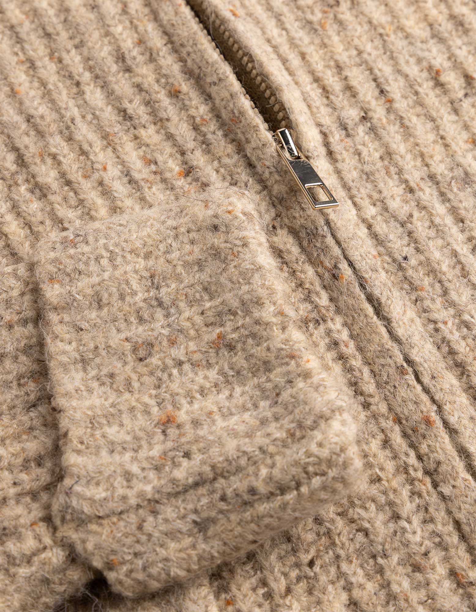Cardigan - Rei&szlig;verschluss - Beige