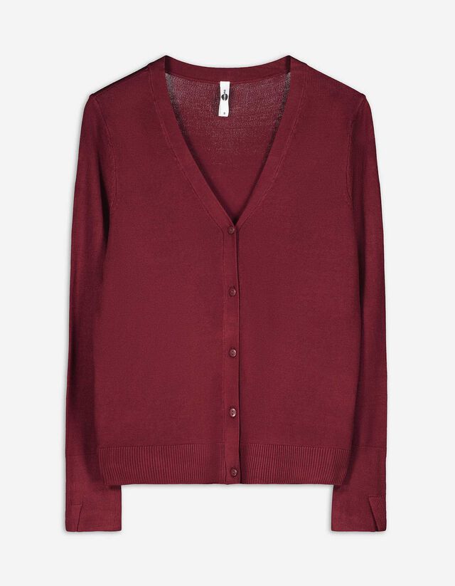 Giacca in maglia - LENZING™ ECOVERO™ - rosso scuro