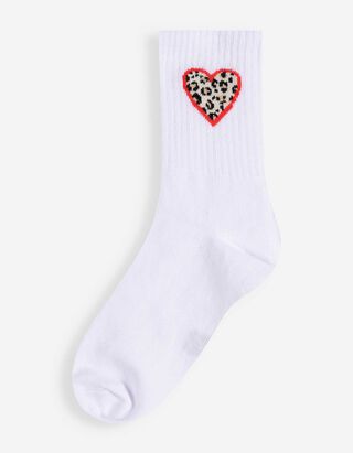 Tennissocken - Leopardenmuster - Wei&szlig;