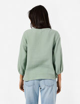 Bluse - Musselin - Petrol