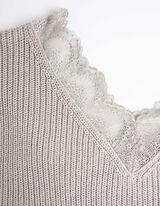 Pul&oacute;ver - Csipker&aacute;t&eacute;ttel - vilagos szurke