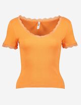 T-shirt - Inserto in pizzo - arancione