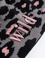 czapka z dzianiny - hafty - szary