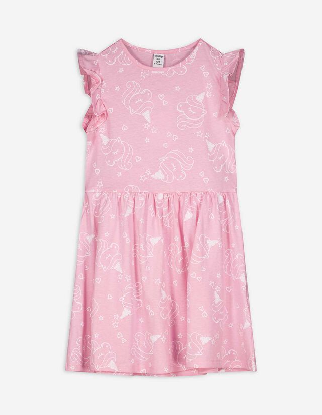 Kleid - Allover-Print - pink