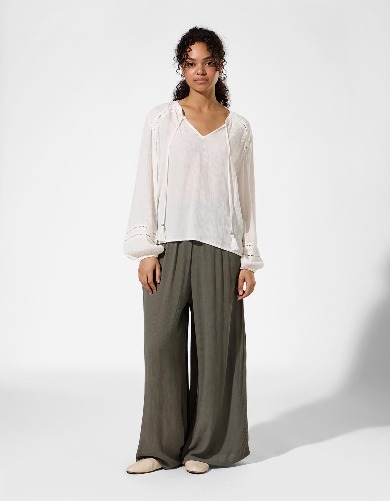 Blouse - Unicolore - Blanc cass&eacute;
