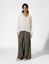 Blouse - Unicolore - Blanc cass&eacute;