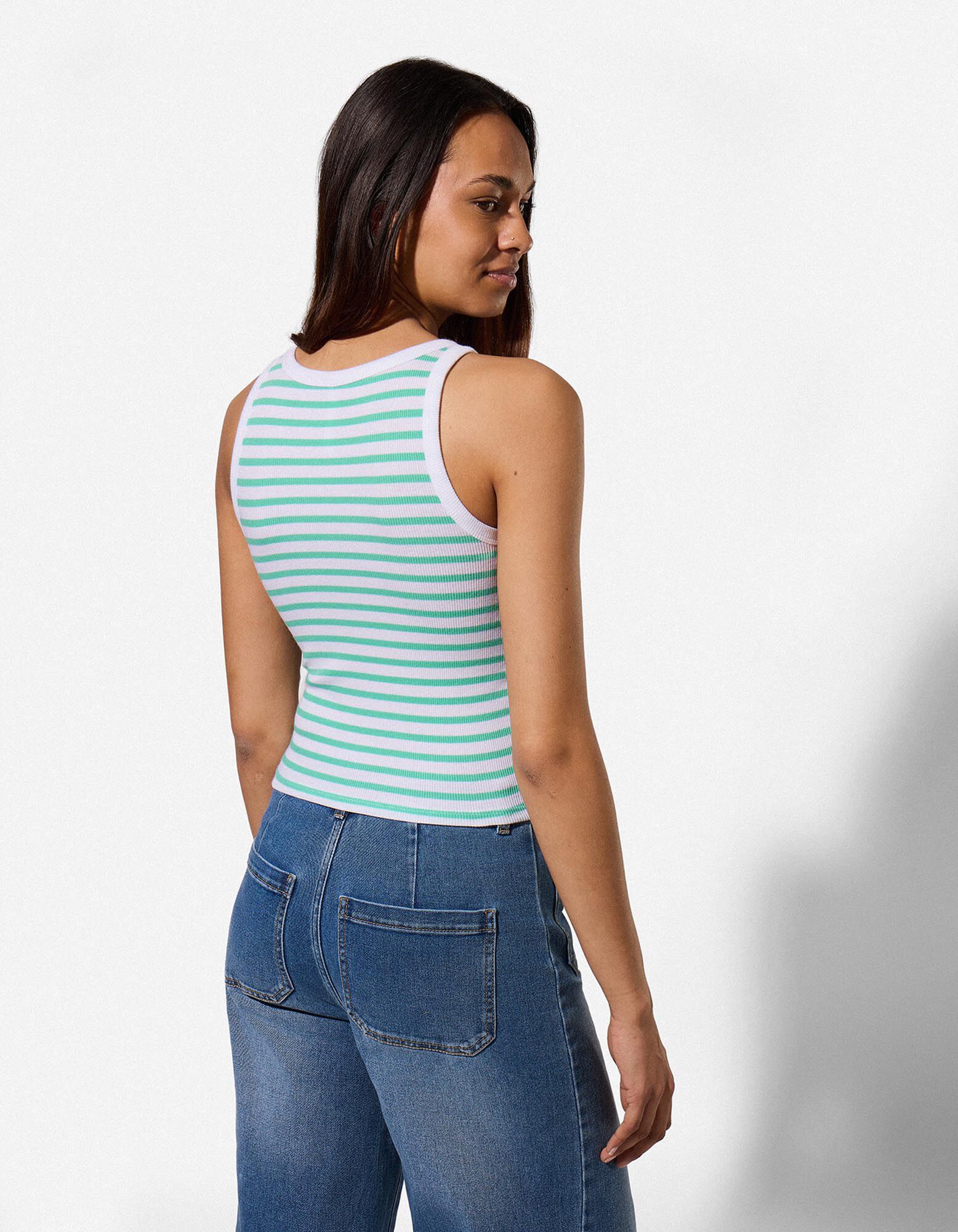 Tanktop - Rippenstruktur - wei&szlig;