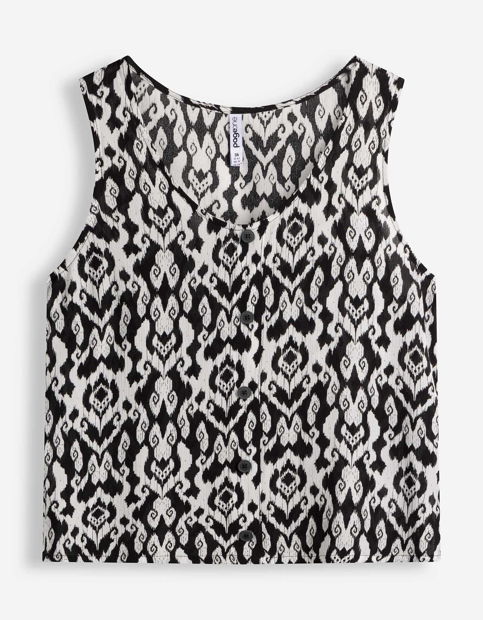 Blusentop - Allover-Print - Schwarz
