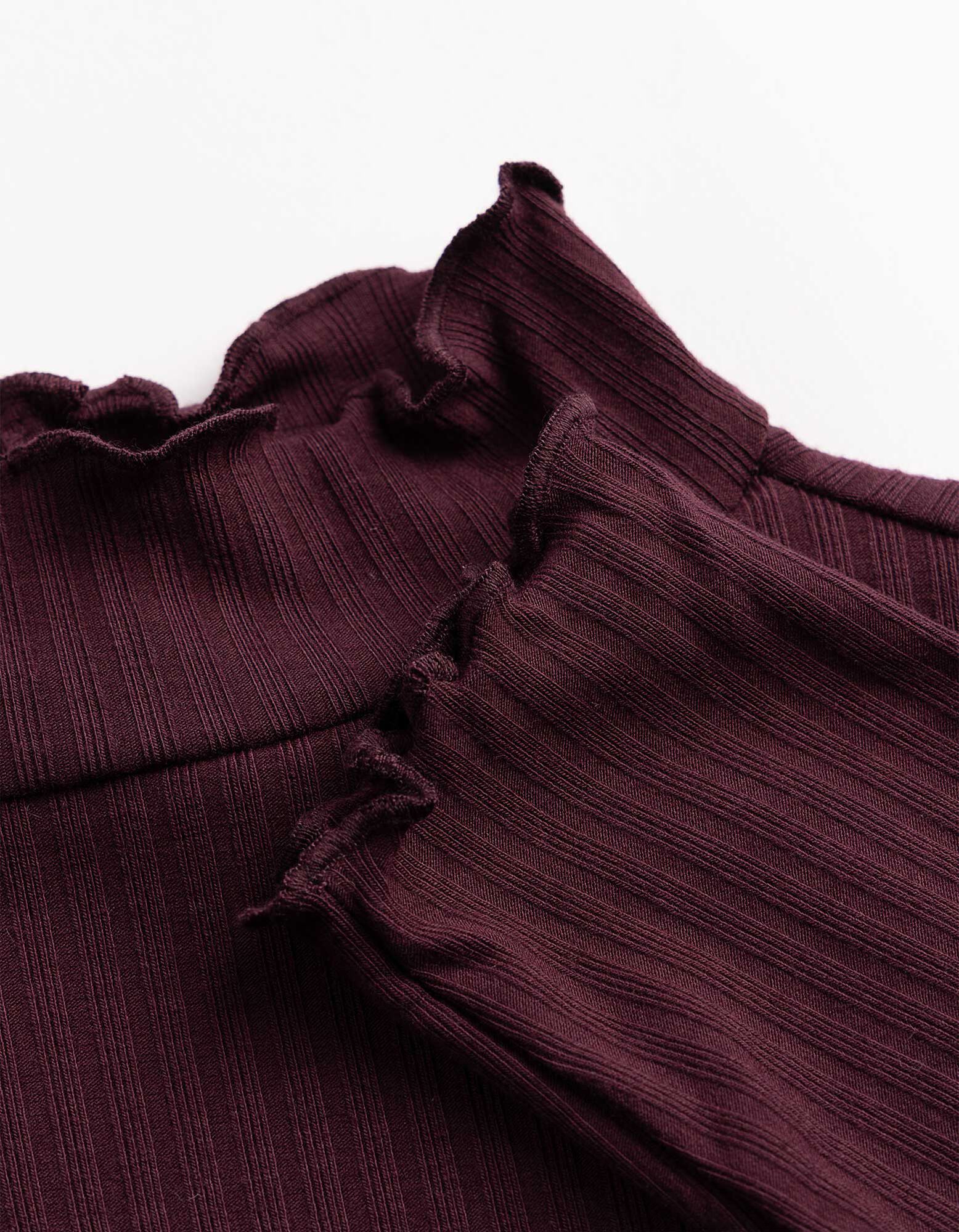 Langarmshirt - Rippenstruktur - Lila