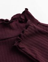 Langarmshirt - Rippenstruktur - Lila