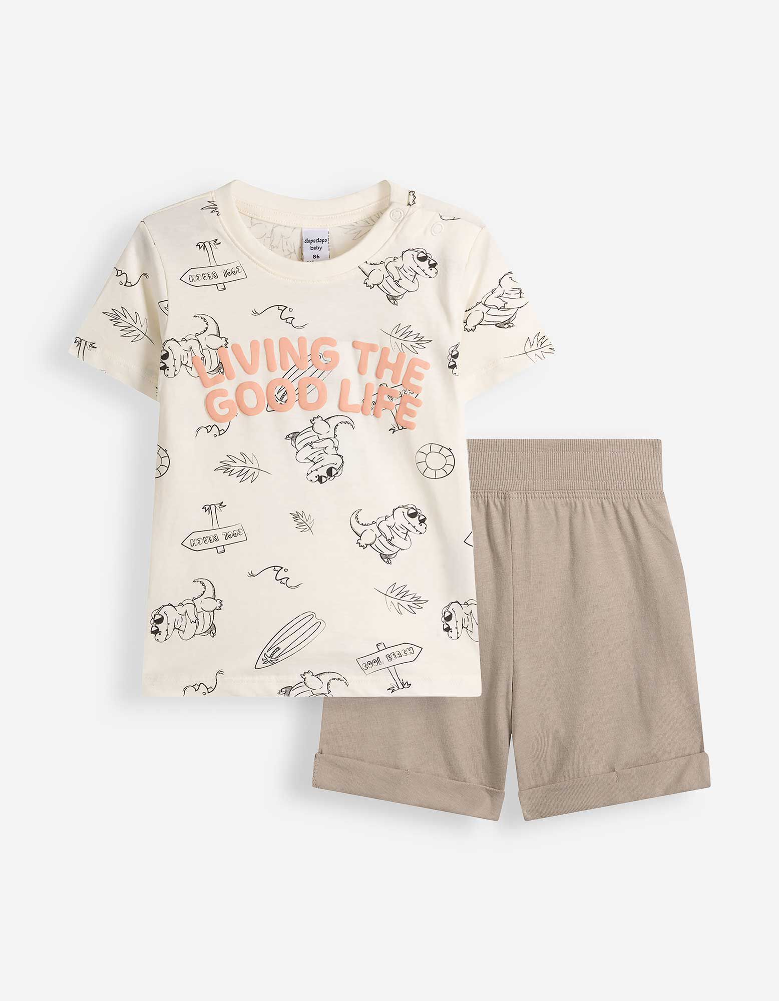 Ensemble t-shirt et pantalon - Message imprim&eacute; - Blanc cass&eacute;