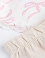 Komplet, obleka in pajkice - S čipko - belo