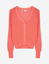 Giacca in maglia - Scollo a V - rosso chiaro