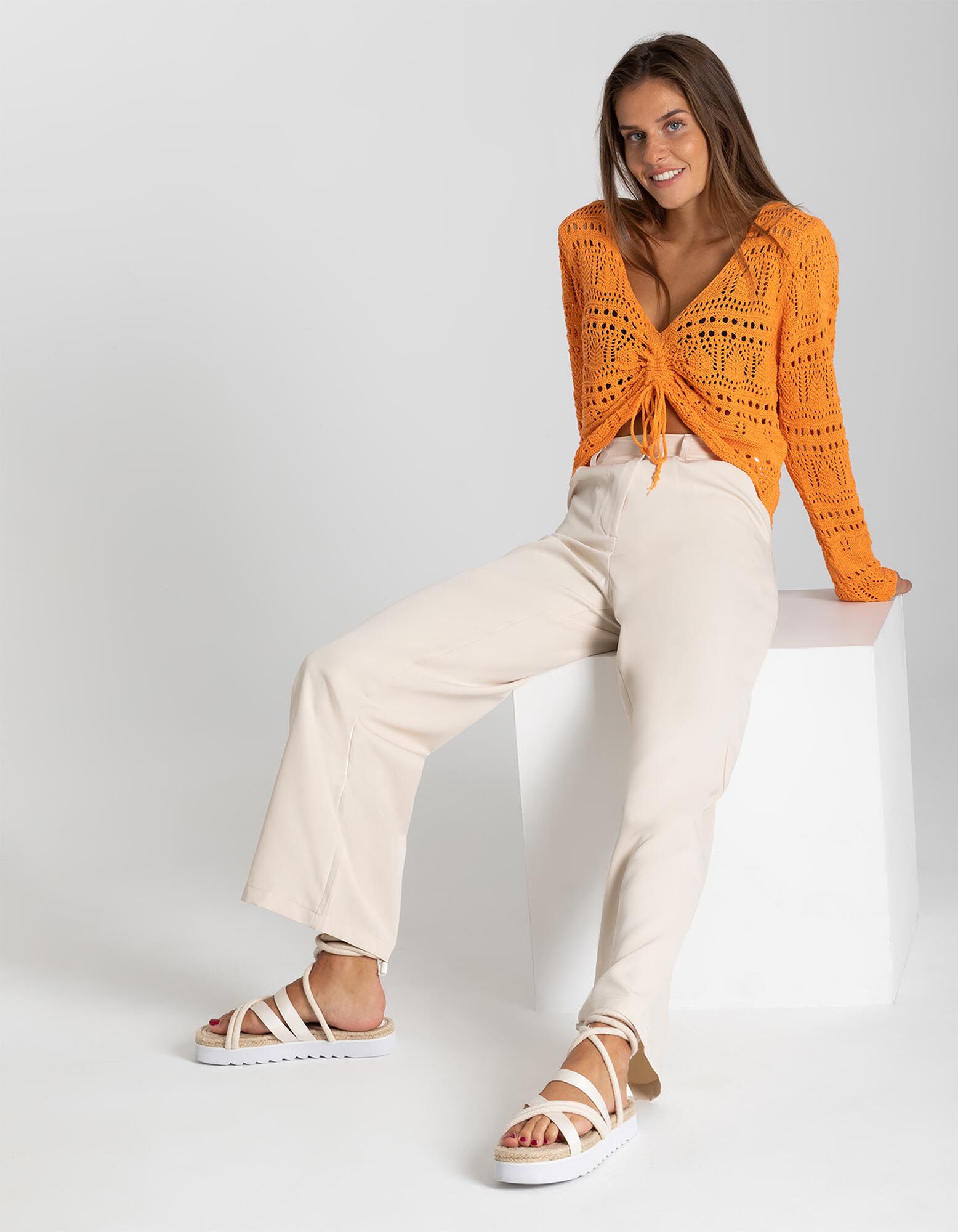 Pantalon palazzo - Fermeture par un bouton et un zip