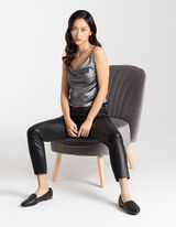 Top cropped - Scollo a cascata - grigio