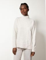 Strickpullover - Mockneck - weiß