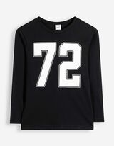 Langarmshirt - Frontprint - Schwarz