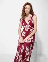 A-vonalú ruha - Virágmintás - mélyvörös