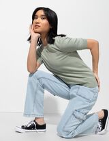 Džinsai - šviesiai mėlynas džinsinis audinys - sviesiai melynas