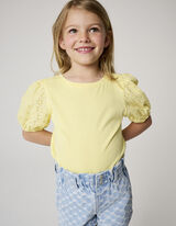 Tricou - M&acirc;neci balon - Galben deschis