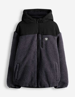 Sweatjacke - Teddyfell - Dunkelgrau