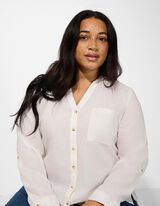 Bluse - Brusttasche - wei&szlig;