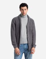 Gebreid vest - Sjaalkraag - donkergrijs