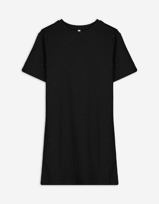 Kleid - Ziersteine - schwarz