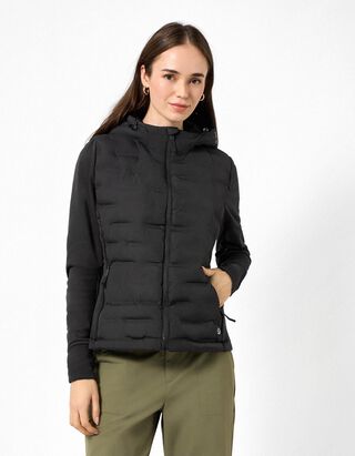 Steppjacke - Material-Mix - Schwarz